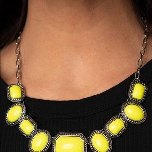 Bright aka neon yellow necklace and earring set